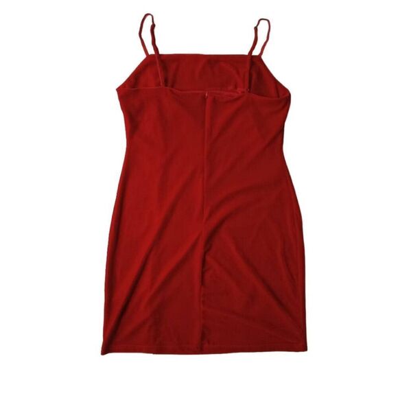 Lush Red Velour Spaghetti Strap Mini Length Bodycon Dress Women's Size Large - Picture 2 of 12